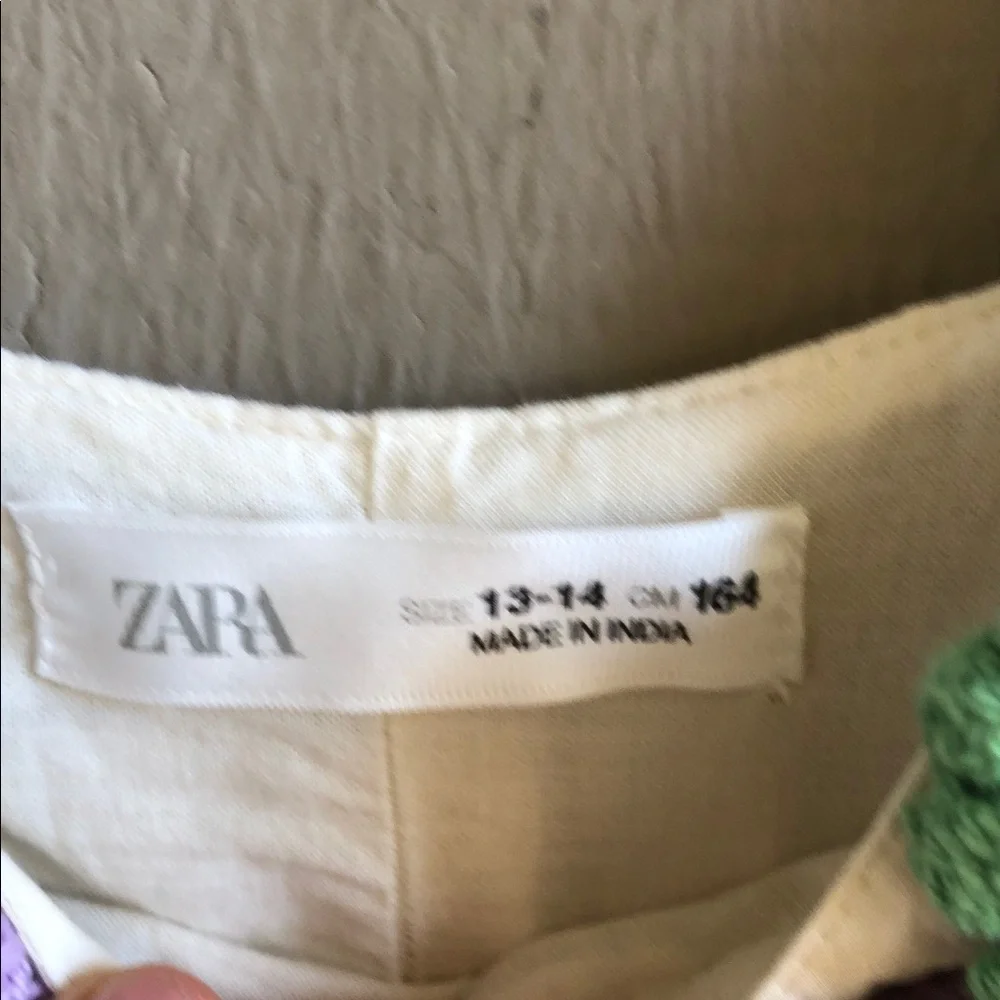 Zara Kids Dress with Floral Embroidery - Cream